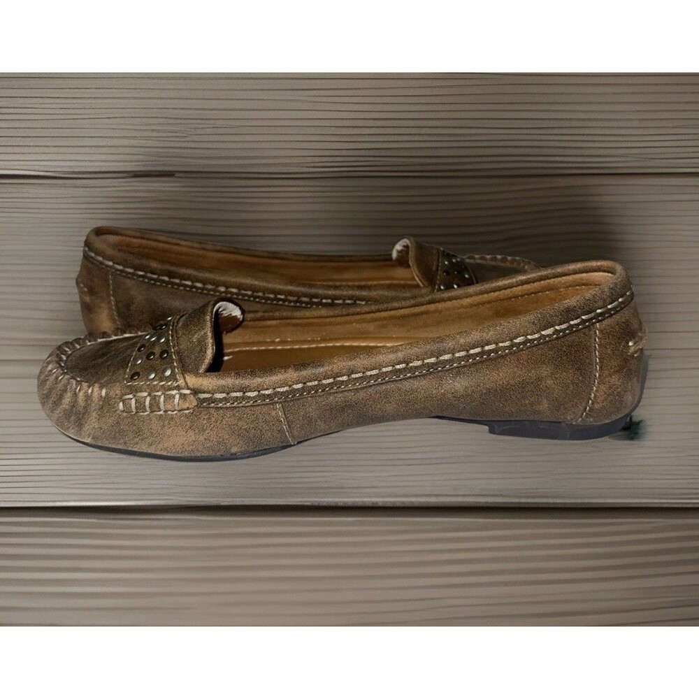 Fossil Suede Leather Studded Loafer Women’s 7.5 Slip On Comfort Low Heel